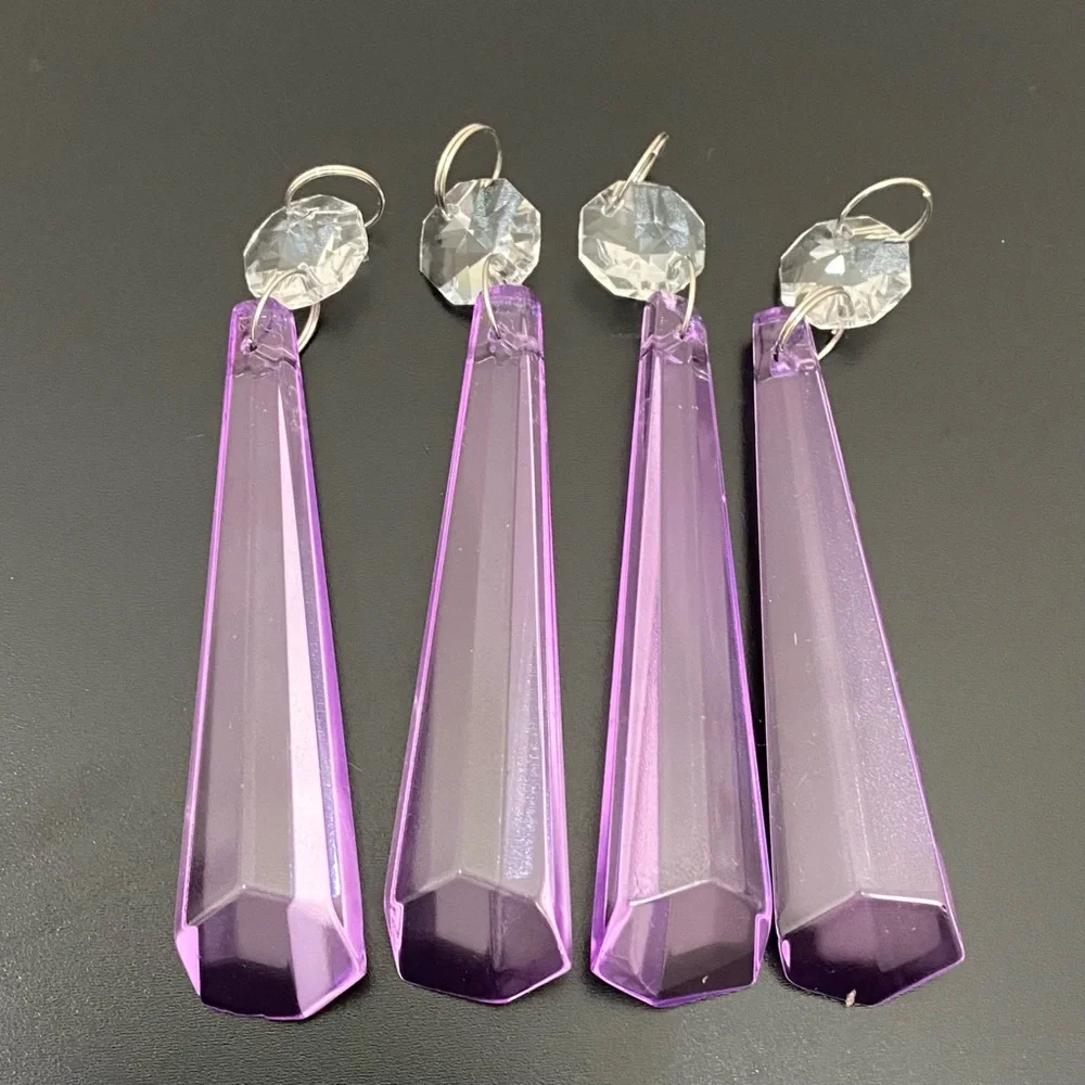 22pcs  Lilac Lavender Purple 3.5” Icicle Drop Chandelier Prism Lamp Replacement - Picture 4 of 12